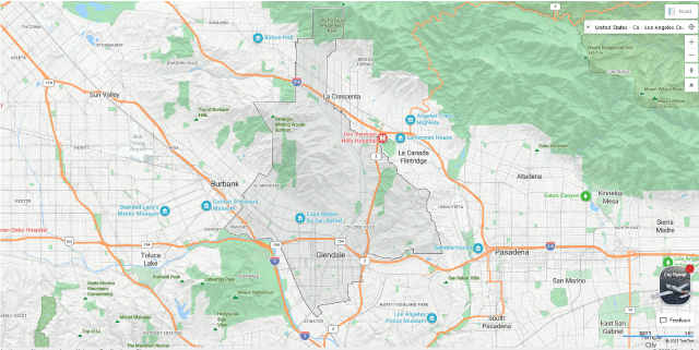 Glendale, CA map