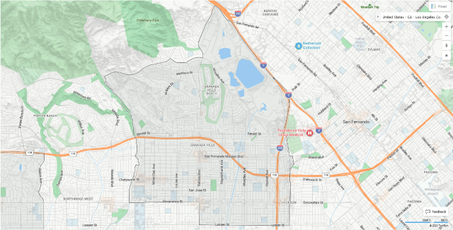 Granada Hills CA map