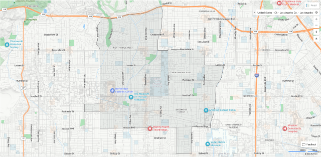 Northridge CA map