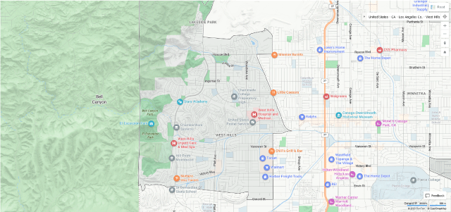 West Hills CA map